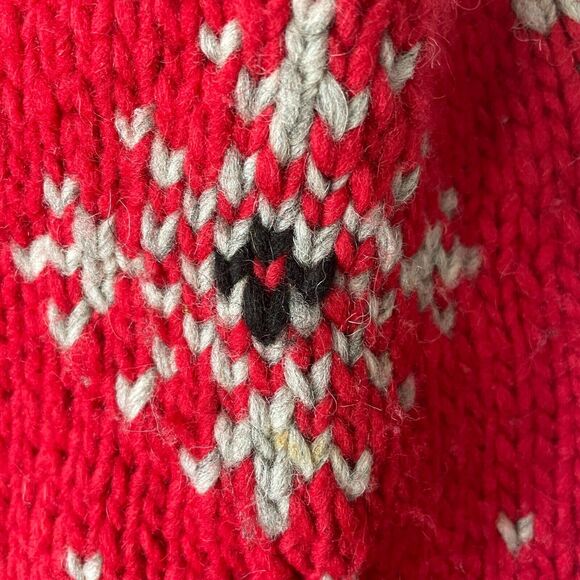 Paititi Woolens Co Full Zip Sweater Size Medium Red Fair Isle Alaska Chunky Knit - Picture 12 of 16